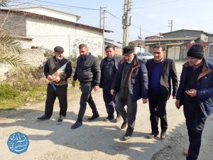 بازدید فرماندار ساری از روند اجرای پروژه های طرح هادی و زیرسازی آسفالت روستاهای باریک آبسر بخش مرکزی ساری