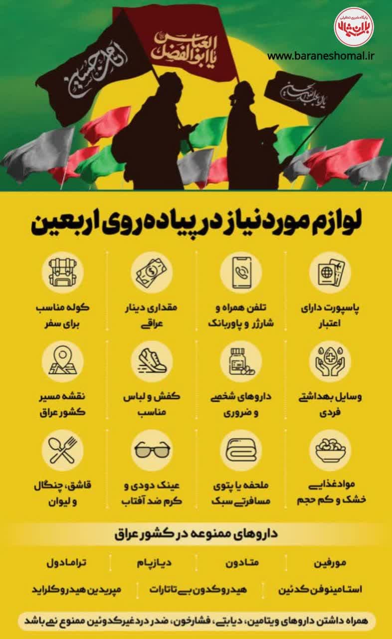 وسایل مورد نیاز در پیاده‌روی اربعین