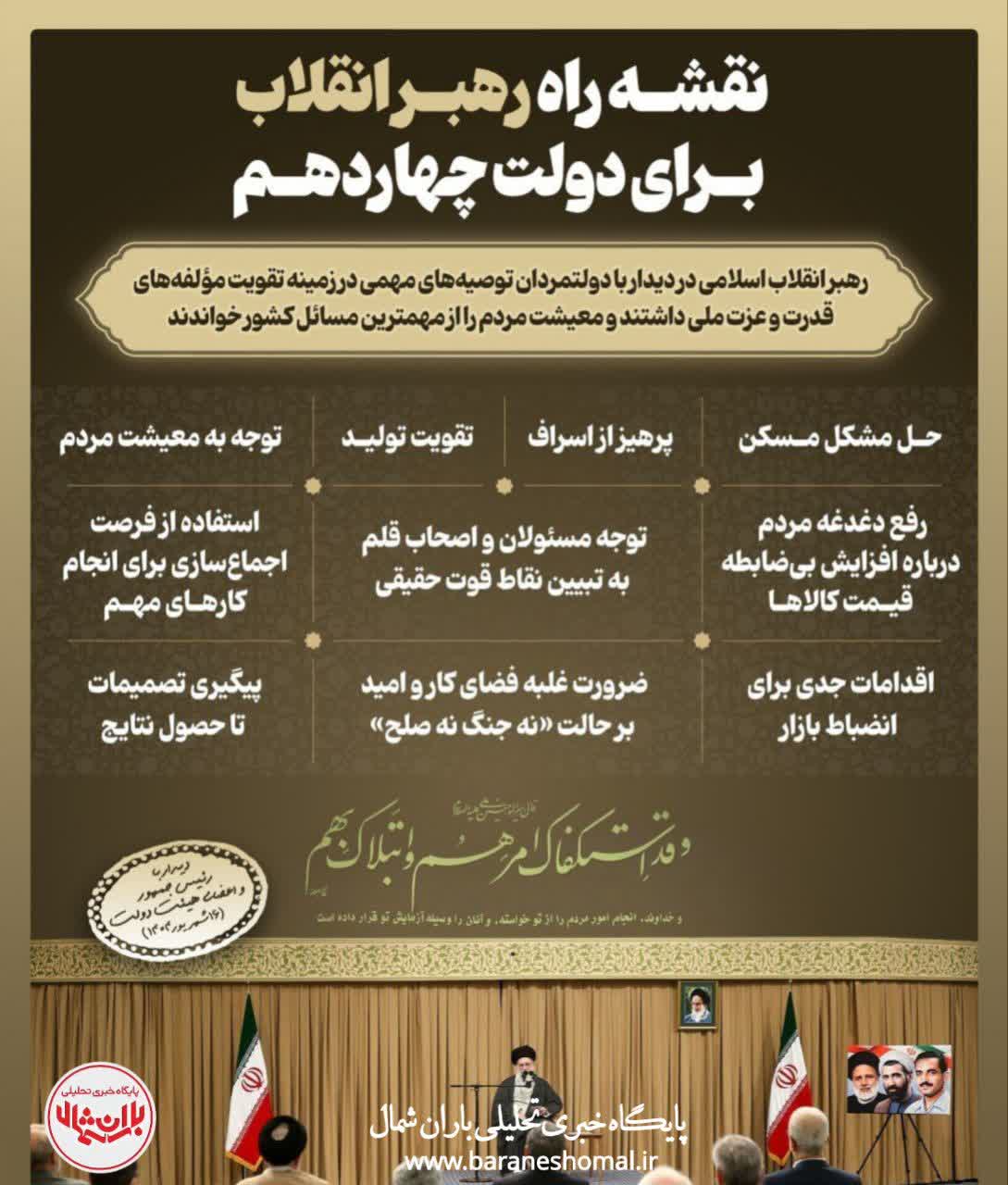 نقشه راه رهبر انقلاب برای دولت چهاردهم